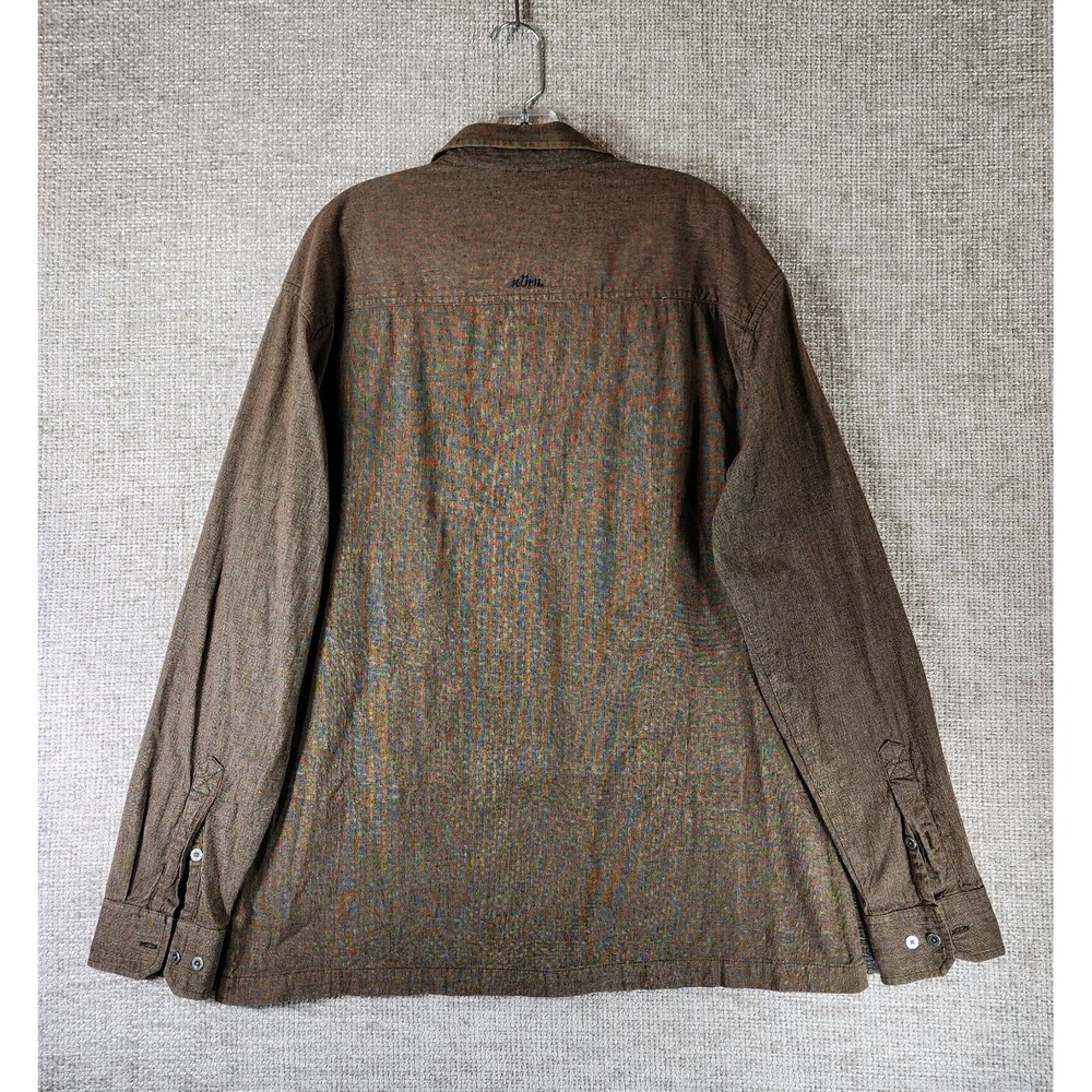 Kuhl 100% Cotton Shirt Mens XL Brown Button Up Long Sleeve Outdoors Hiking - Picture 9 of 13